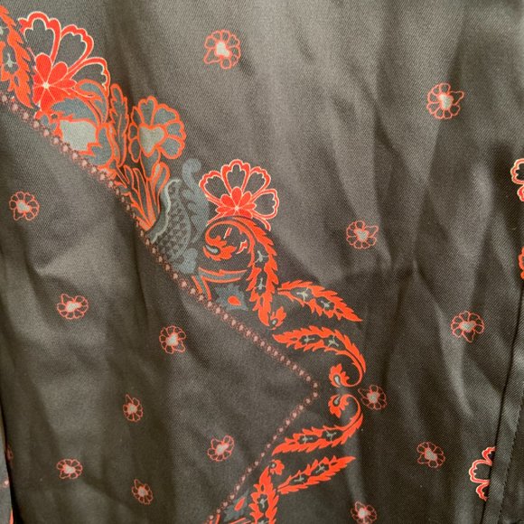 Women's Desigual Western Satin Paisley Long Sleeve Shirt Blouse Fringe Size L - Picture 6 of 14